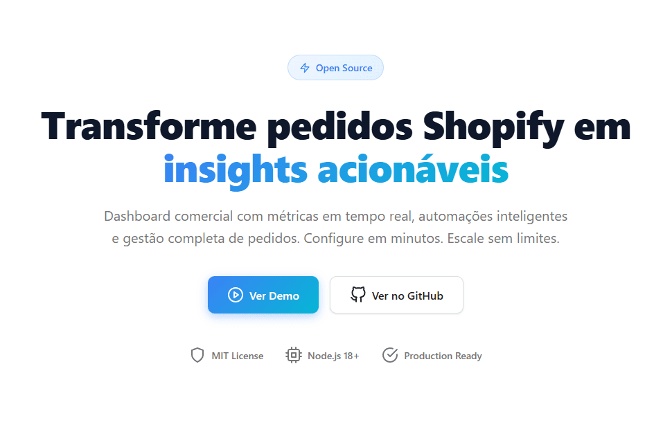 Dashboard de Automação Shopify
